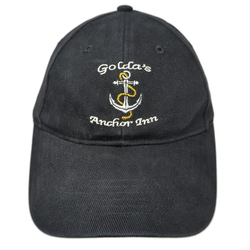 Anvil Baseball Cap Black One Size Anchor Inn Embroidered Logo Slideback Hat